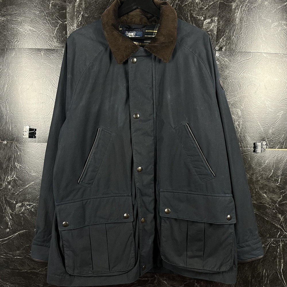 Polo Ralph Lauren Men's Navy Vtg Plaid Wax Coated Field Utility Coat Jacket XL